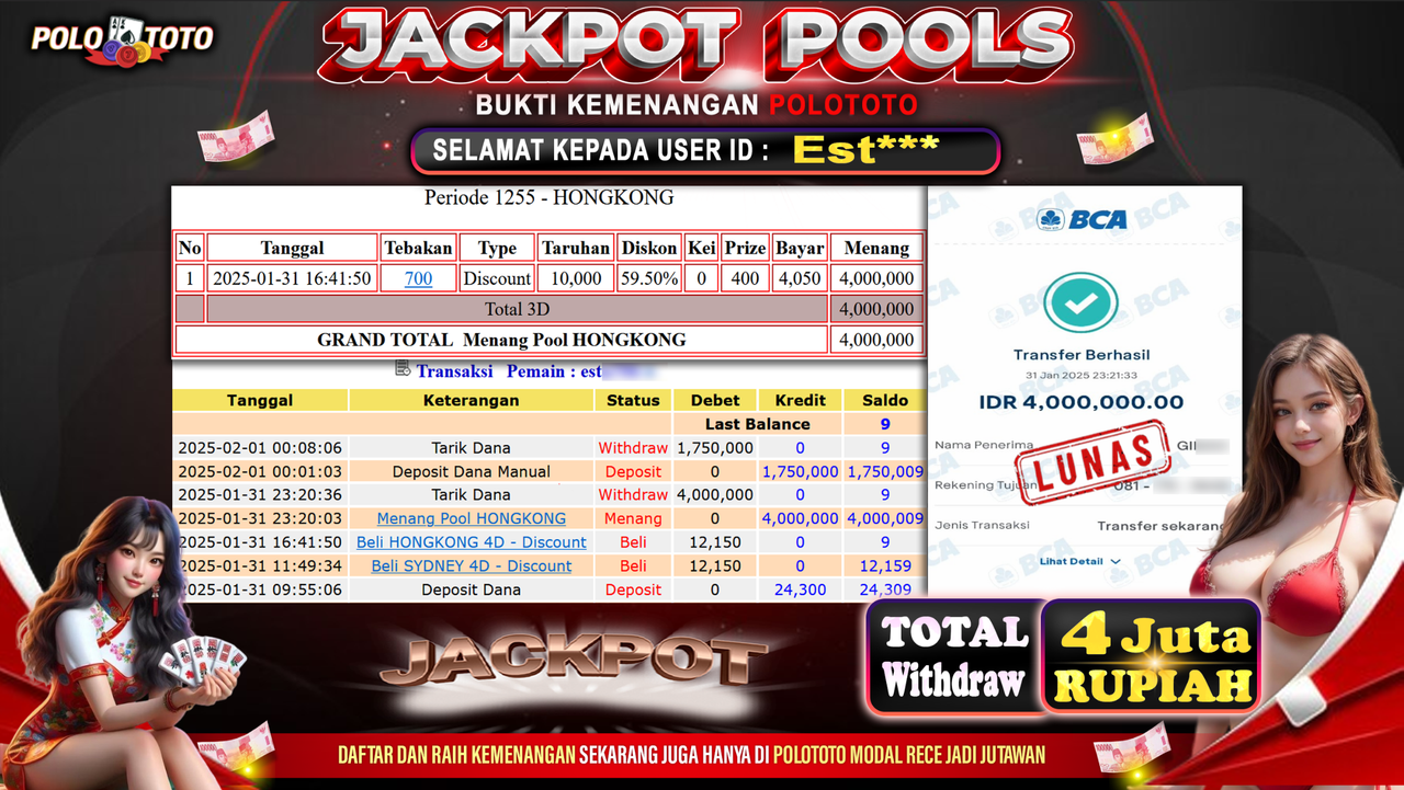 POLOTOTO JACKPOT TOGEL PASARAN HONGKONG Rp.4,000.000,-