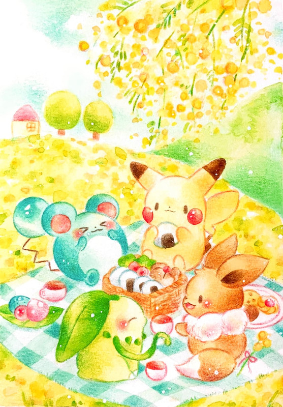 pikachu-eevee-chikorita-and-marill-pokem