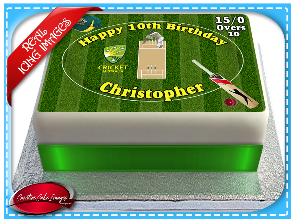 Cricket Field Edible Icing Image Cake Topper Personalised Birthday