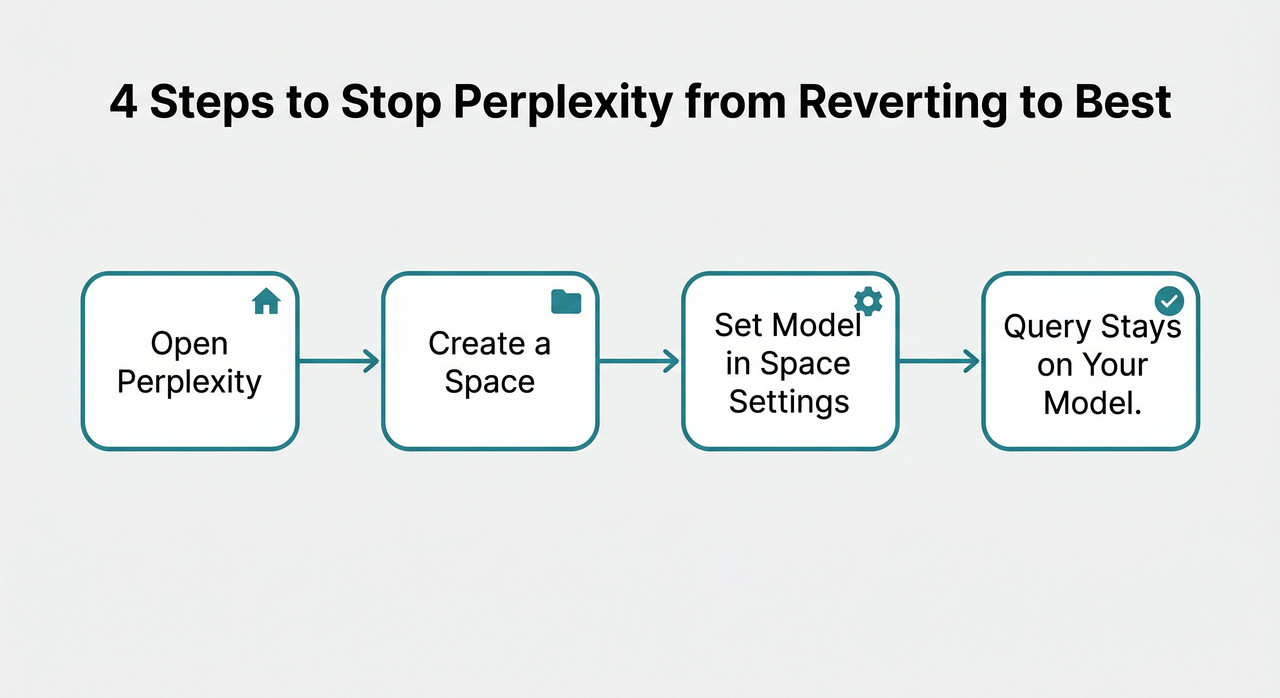 Perplexity Pro model keeps reverting to best — 4-step fix flowchart using Perplexity Spaces