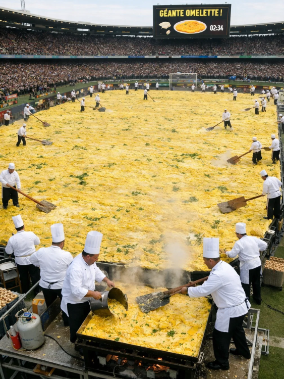 La Giga-Omelette Nationale en cours de cuisson