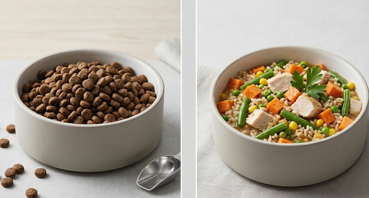 Comparação entre ração e alimentação natural para cães