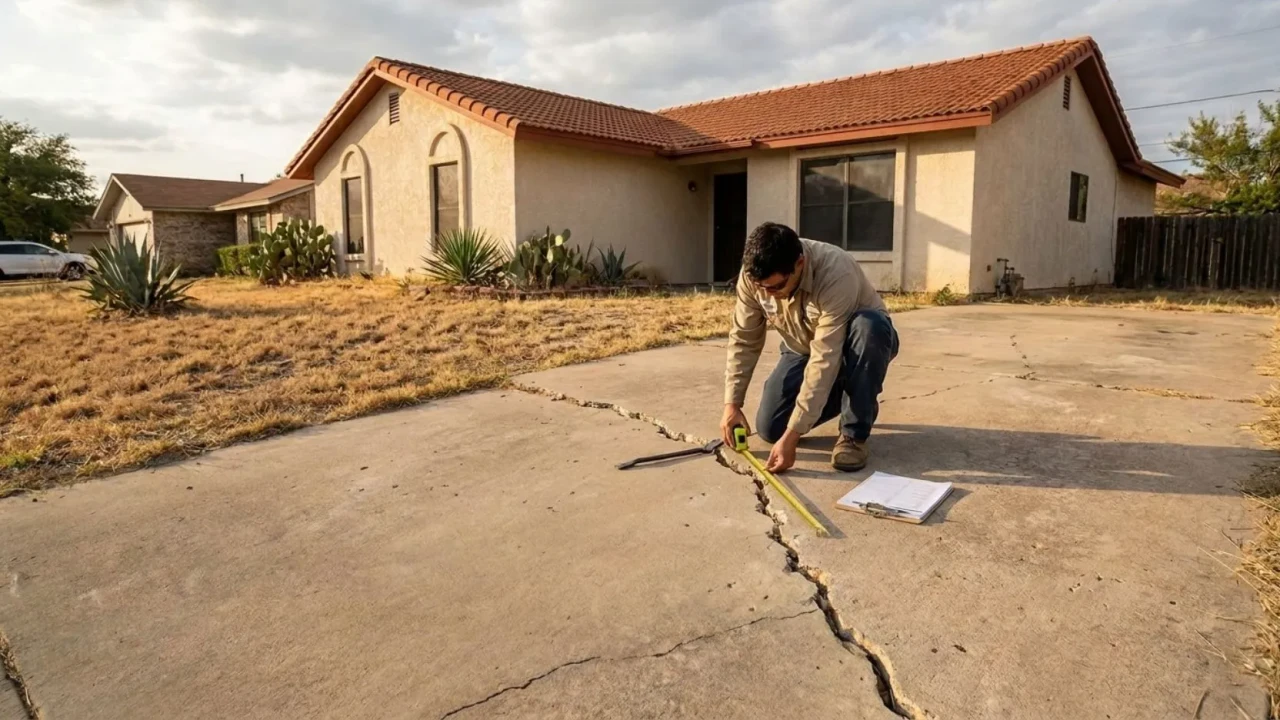 Damaged concrete patio in San Antonio showing cracks, spalling surface, and worn finish — typical residential slab condition that warrants a repair assessment before deciding between a surface fix or a full repour