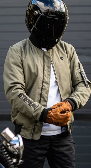 

BOBHEAD “Alpha Bomber” Protective Jacket – Green Armoured AAA Rated Motorcycle Jacket / Streetwear Bomber



