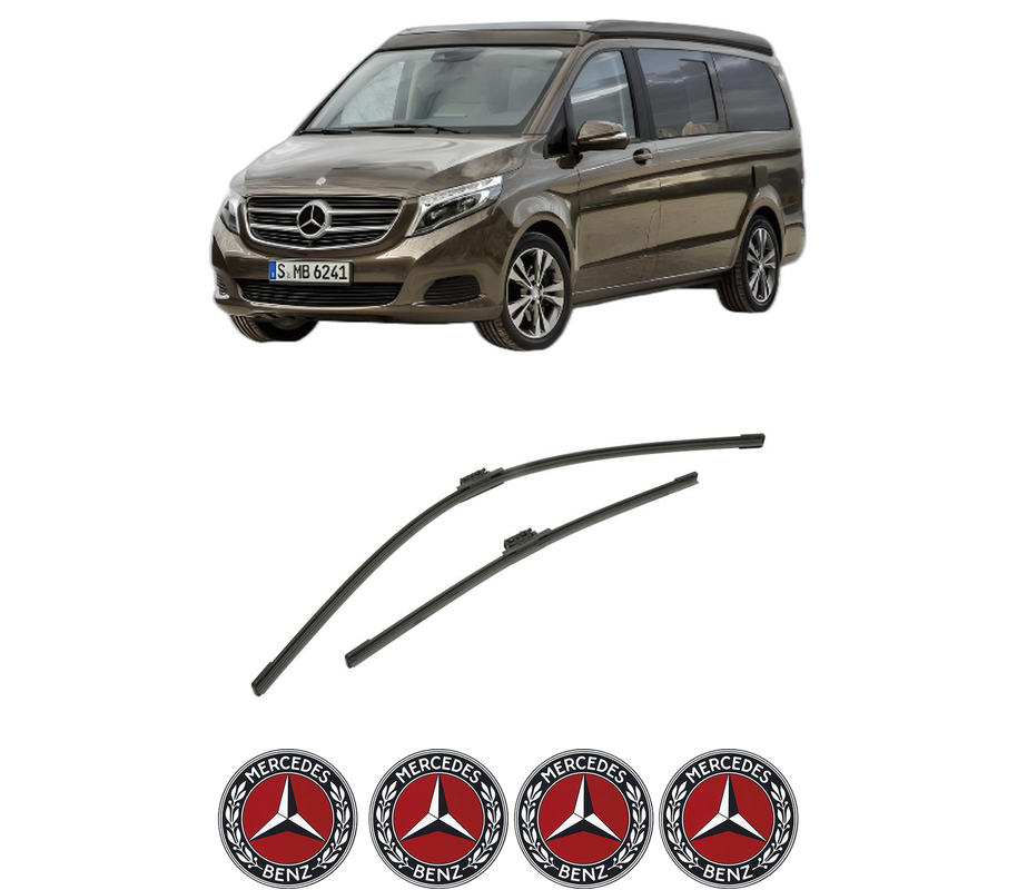 Set stergatoare auto MERCEDES-BENZ MARCO POLO Camper (W447) din 2015-2021, pentru parbriz auto, 2 bucati, Bosch Aerotwin, din cauciuc siliconat rezistent, 4 Stickere Auto MERCEDES-BENZ