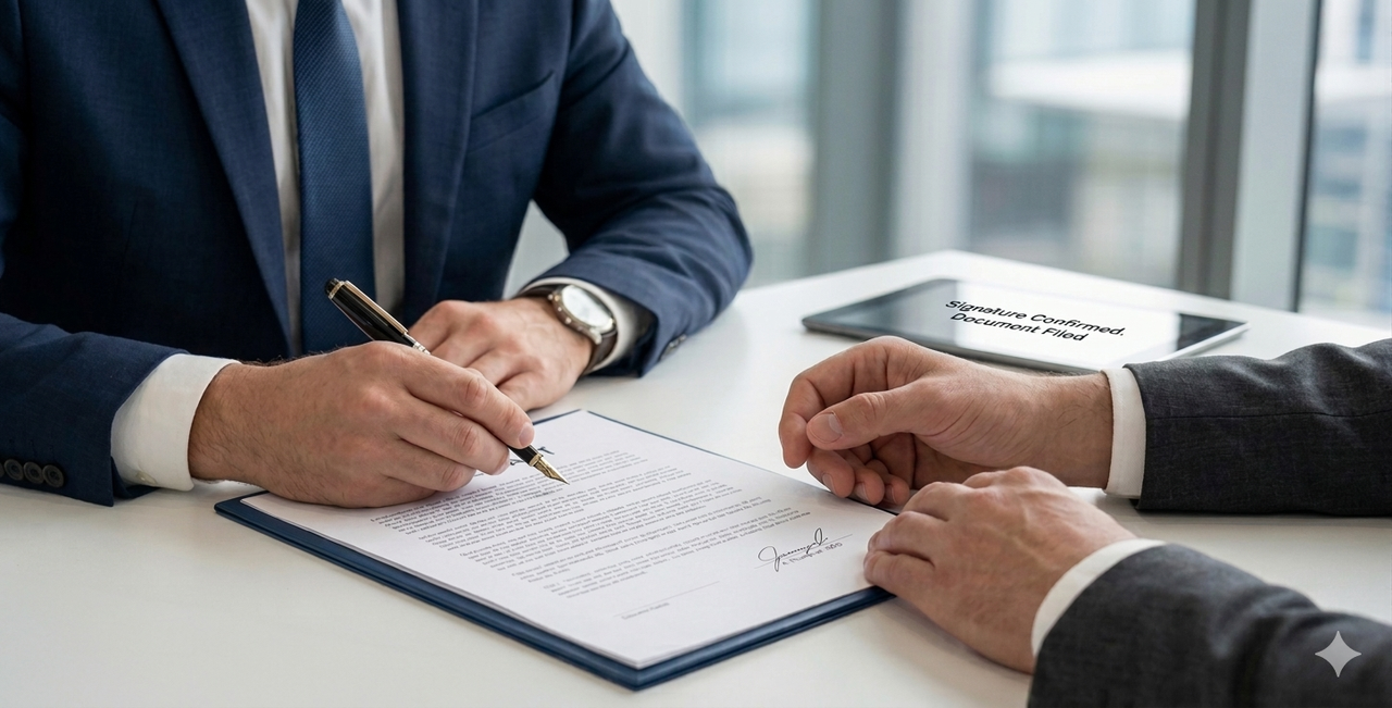 Business professional reviewing tariff claim documents