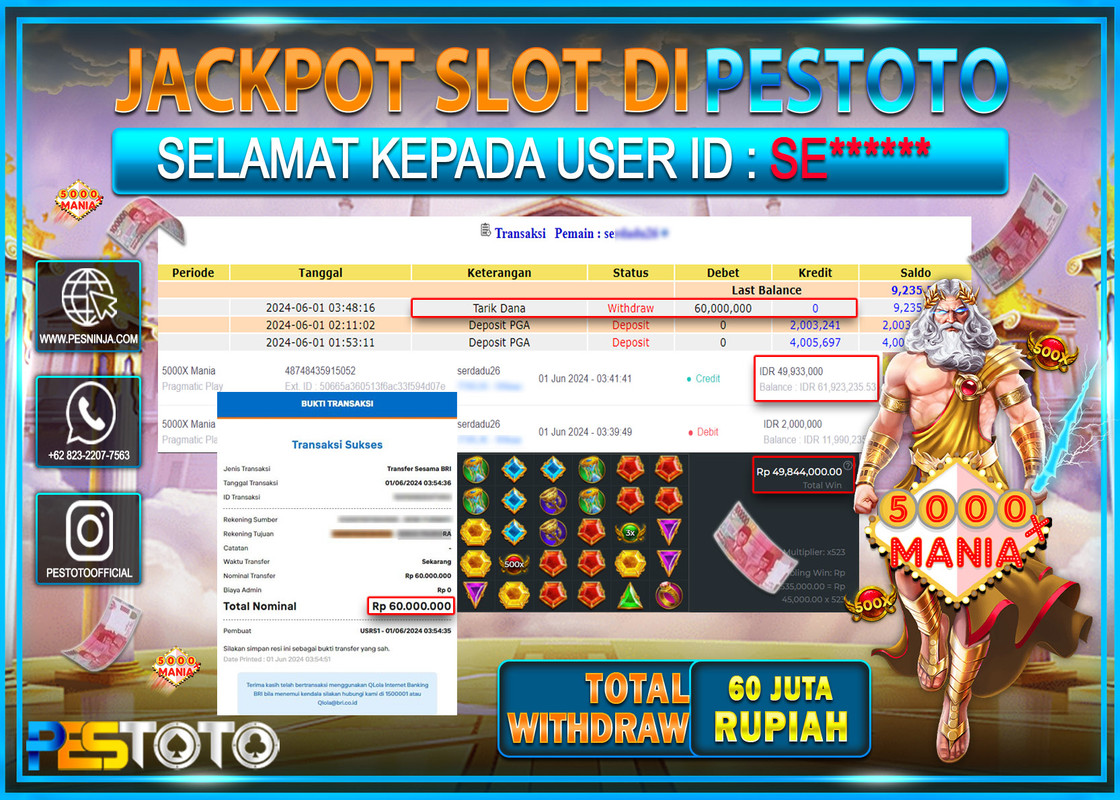 HANYA DI PESTOTO JP PASTI DI BAYAR LUNAS DAN CEPAT!!!!!! JP SLOT { 5000X MANIA  } Rp.60.000.000 !!!!!