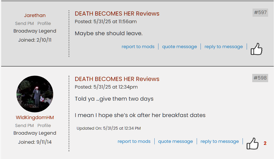 DEATH BECOMES HER Reviews