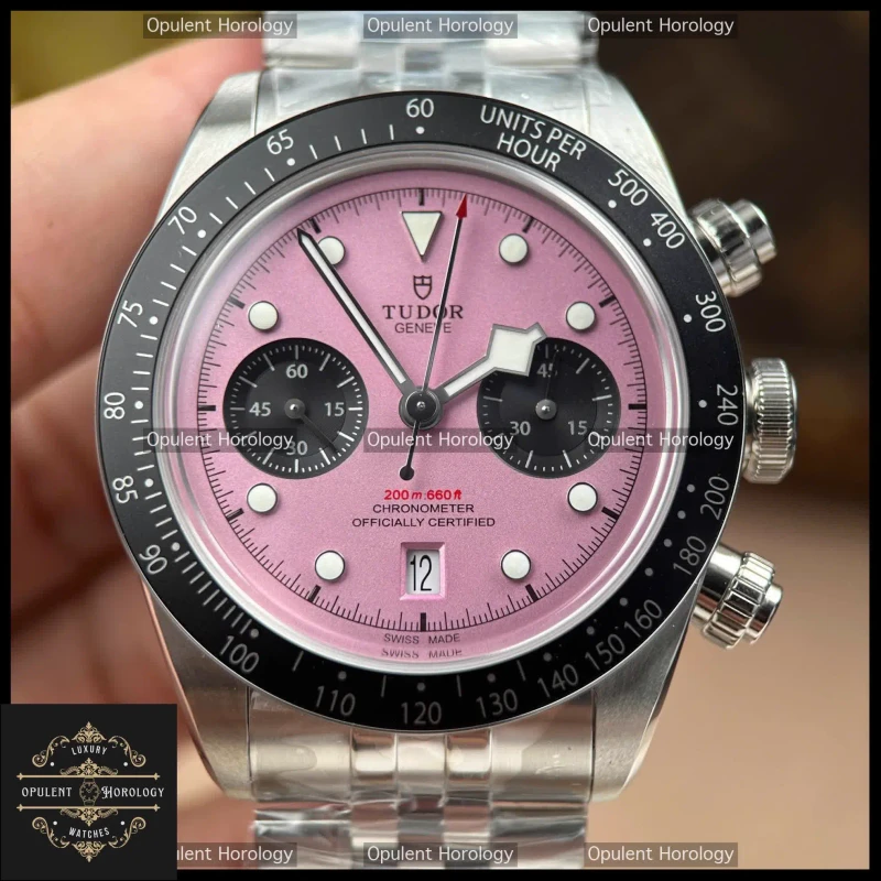 Tudor Black Bay Chronograph Replica 41mm Pink Salmon Dial Steel Bracelet ETA 7750