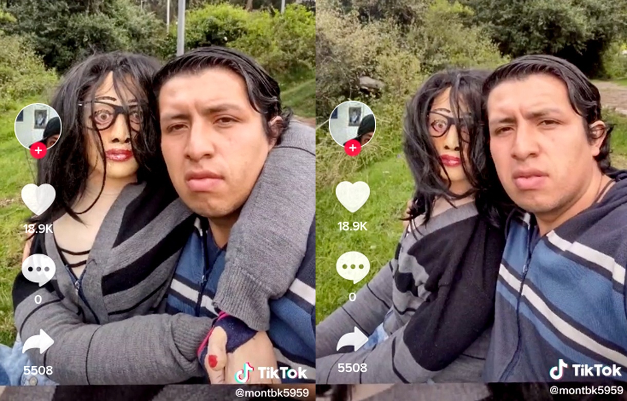 Hombre tiene una “novia” de trapo y su cara asusta, dice no quiere quedarse solo