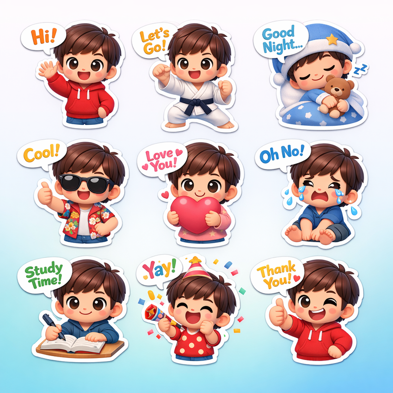 Nhãn dán phong cách Chibi 9 ô