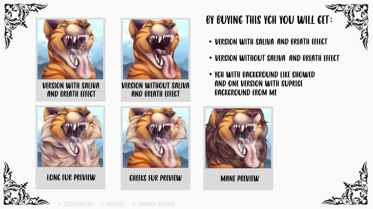 mawshot feline preview YCH from Miochi/Furaffinity