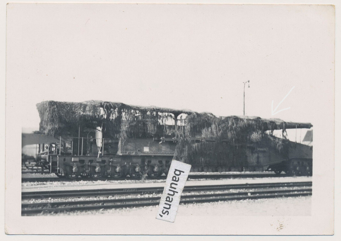 Foto Frankreich, Wehrmacht,schweres Eisenbahn-Geschütz Tarn, camo 2.WK (3800a)