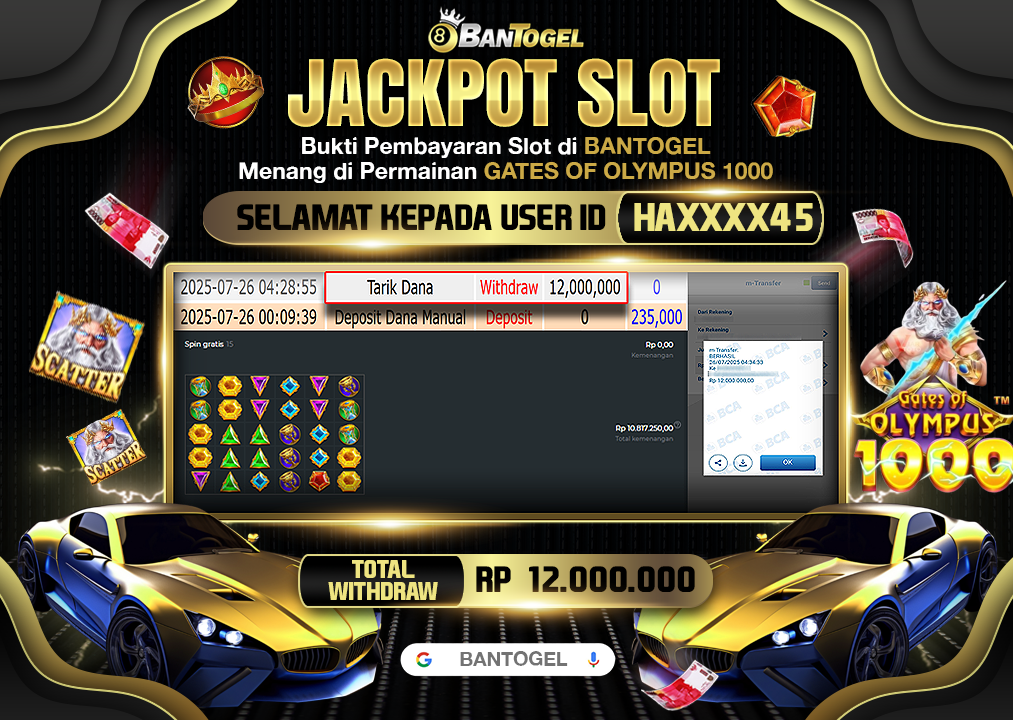 BUKTI JACKPOT LUNAS BANTOGEL