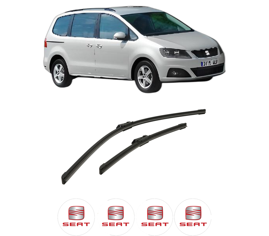 Set stergatoare auto SEAT ALHAMBRA (710, 711) din 2010-2022, pentru parbriz auto, 2 bucati, Bosch Aerotwin, din cauciuc siliconat rezistent, 4 Stickere Auto SEAT