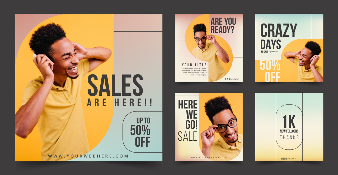 Gradient instagram posts discount template