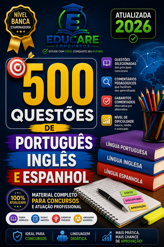 500 Questões Português, Inglês e Espanhol