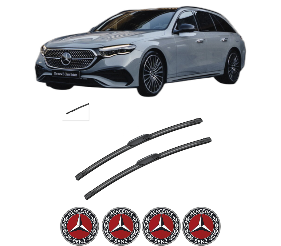 Set stergatoare auto MERCEDES-BENZ E-CLASS T-Model (S214) din 2023-2024, pentru parbriz auto, 2 bucati, Bosch Aerotwin, din cauciuc siliconat rezistent, 4 Stickere Auto MERCEDES-BENZ