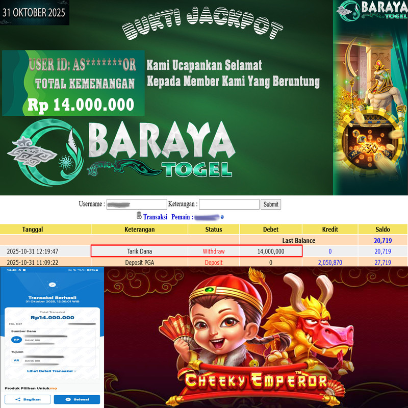 Rp. 14.000.000.- WD LUNAS DI BARAYATOGEL