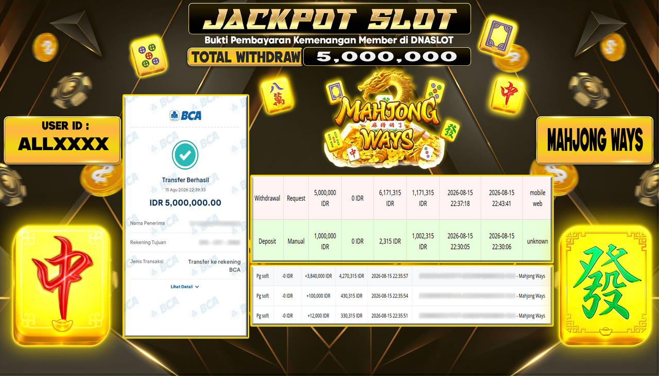 JACKPOT SLOT MAHJONG WAYS 1  15 AGUSTUS 2026