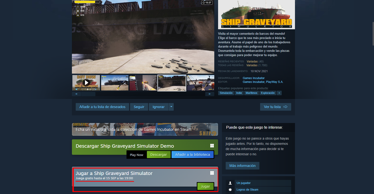 Desguaza barcos GRATIS en Steam, juego completo por 2 días, DEMO para siempre