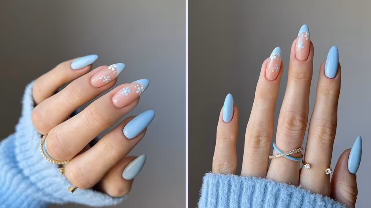 Blue colour nail art designs