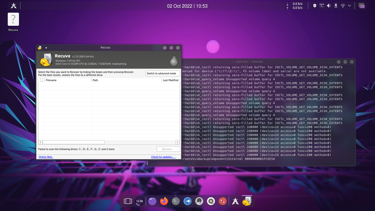 Xero Linux Wine Recuva