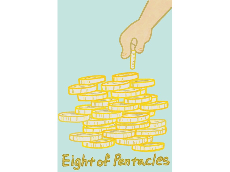 Eight of Pentacles 타로카드 손그림