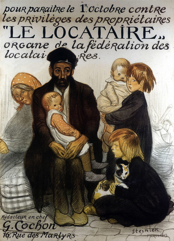 Theophile-Alexandre-Steinlen-Poster-of-presentation-of-the-Federation-of-Tenants-Paris-1913-poste