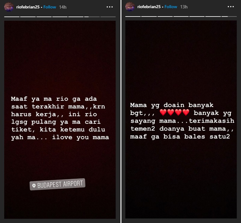 Rio Febrian ungkap penyelasan tak bisa berada di sisi sang ibu di saat-saat terakhirnya