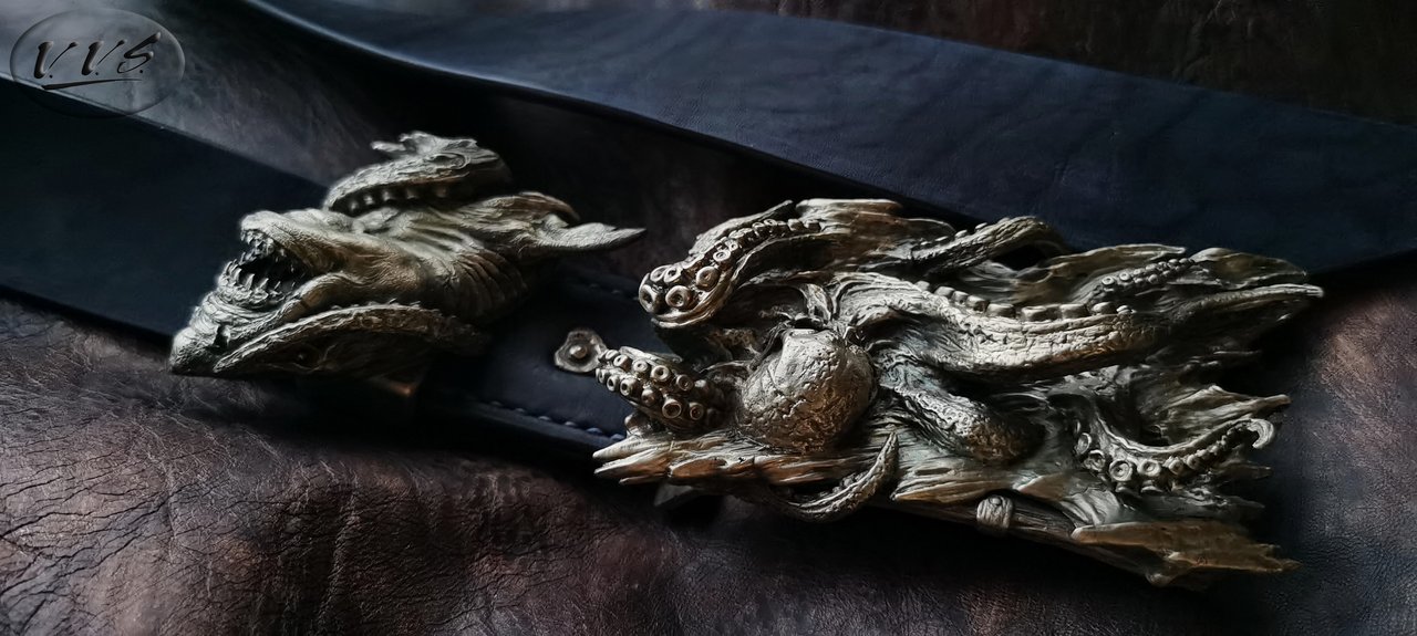 пряжка осьминог акула синий5