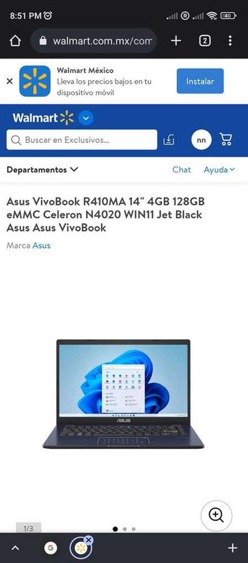 Walmart: Laptop Asus 128gb 4gb N4020 Windows 11 
