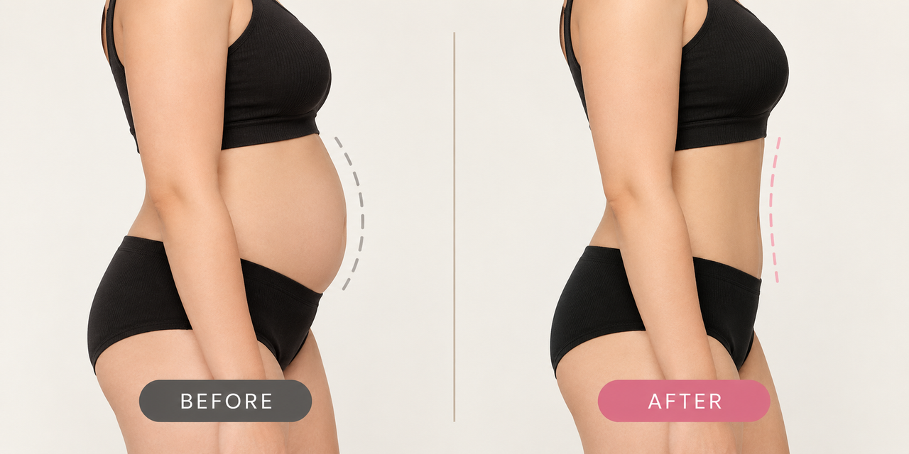 Before and after silhouette comparison