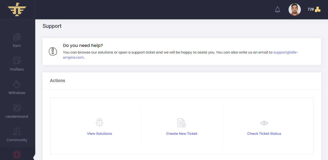 Idle Empire Support System