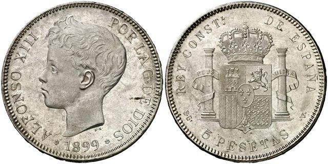 5 Pesetas 1899 Alfonso XIII 1899-1899-alfonso-xiii-sgv-5-5445898-O