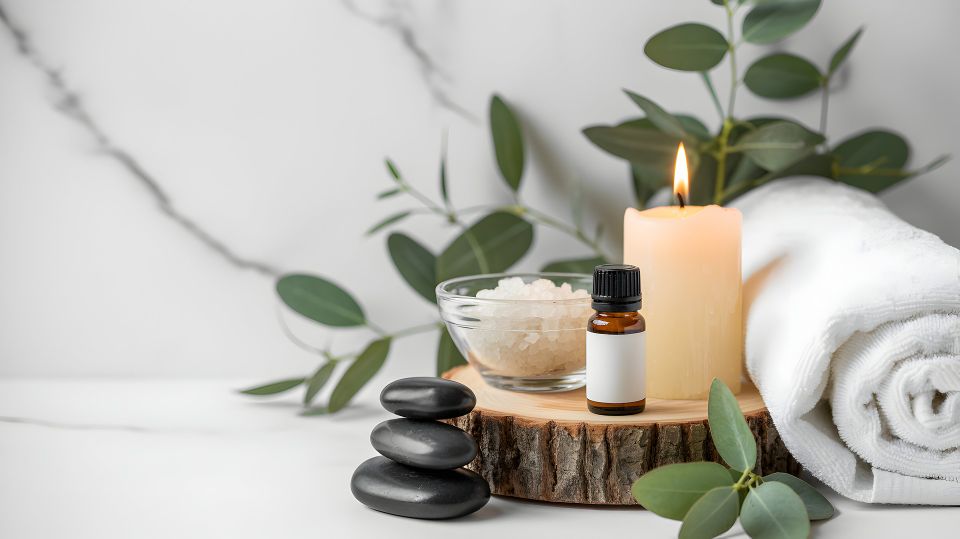 Wellness and self-care tools flat lay 2025
