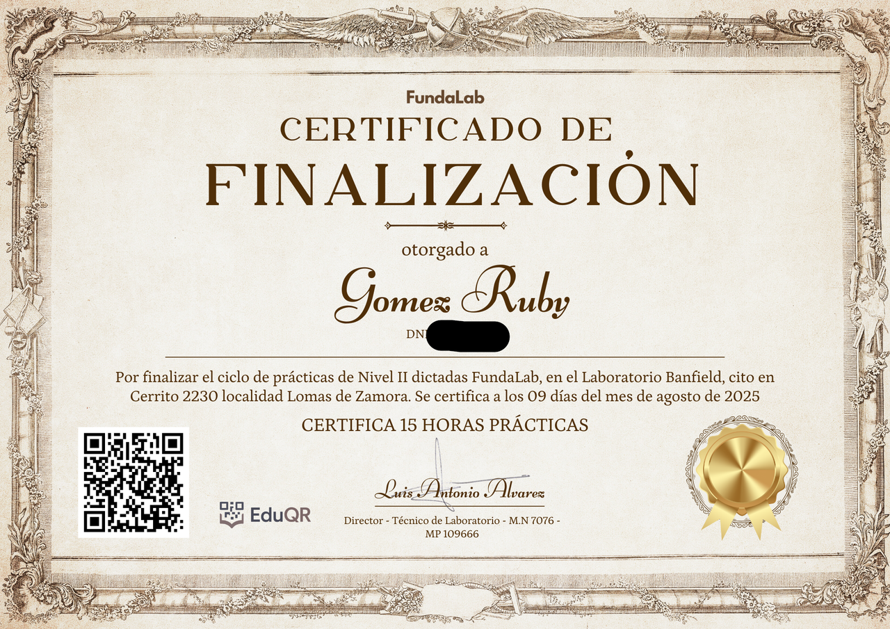 Certificado Fundalab de prácticas