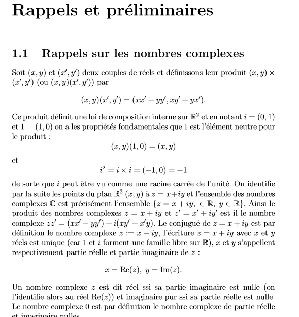 Rappels sur les nombres complexes