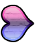 A sideways heart resembling the omnisexual pride flag pointing right.