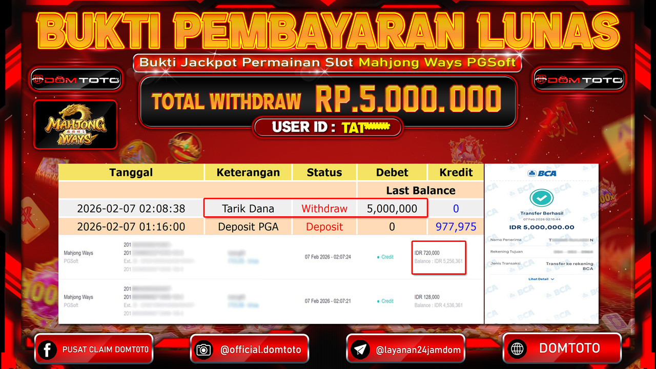 JACKPOT SLOT Mahjong Ways PGSoft Play 07 FEBRUARI 2026