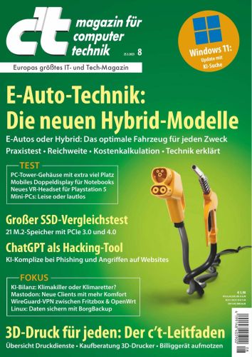 Cover: ct Magazin f&uuml;r Computertechnik No 08 vom 25  M&auml;rz 2023