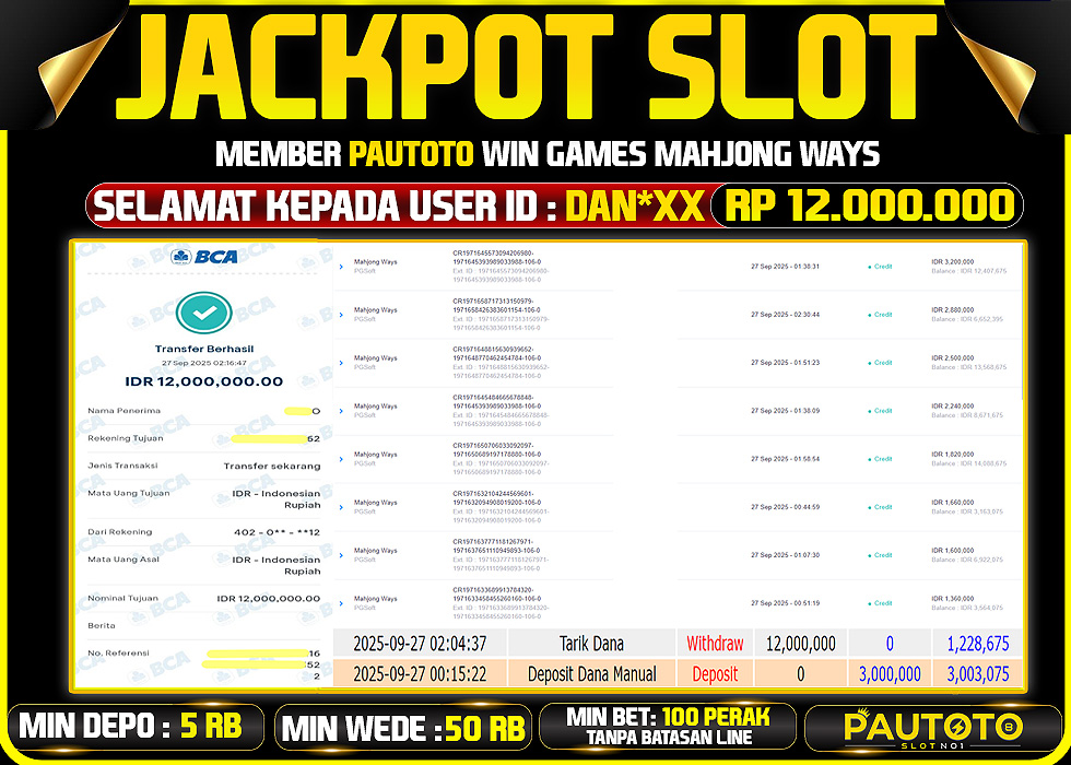 BUKTI JACKPOT LUNAS PAUTOTO
