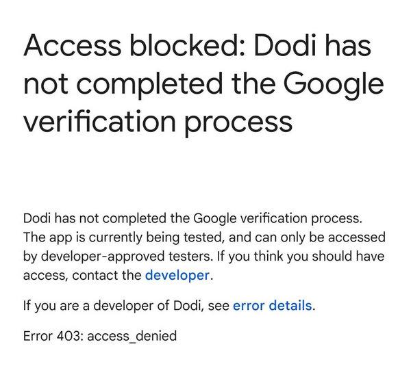 YouTube-Fehlermeldung bei Dodi