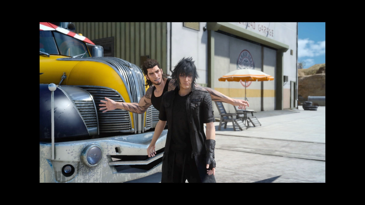 gladio looks like he's winding up to slap noct