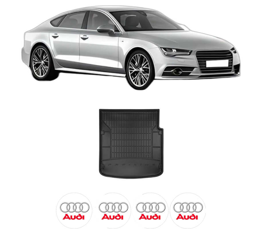 Tavita Portbagaj AUDI A7 Sportback (4GA, 4GF) din 2010-2018, Protectie Portbagaj Auto, 4x Stickere auto cu AUDI