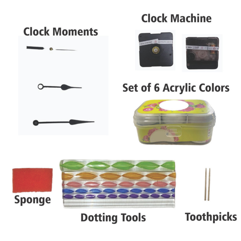 Penkraft Dot Mandala on Engraved Round MDF Clock  Hobbyist Level DIY Kit 