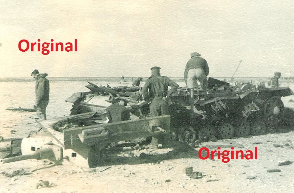 Foto Technik explodierte Panzer Tank Wüsten Char