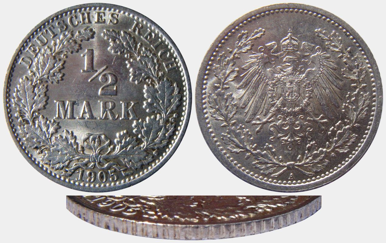 ¡¡La primera década!! ½ Mark, Imperio Alemán, 1905 A  Mark-Imperio-1905-Am