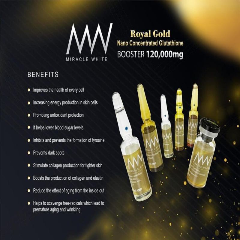 miracle white glutathione powder Royal Gold Brightening & Anti‑Aging Serum 6 Sets/Box 100% ORIGINAL biolabs #biolabspakistan #biolabspvtltd #healthforall Insulin Format:120 Gélules Véganes