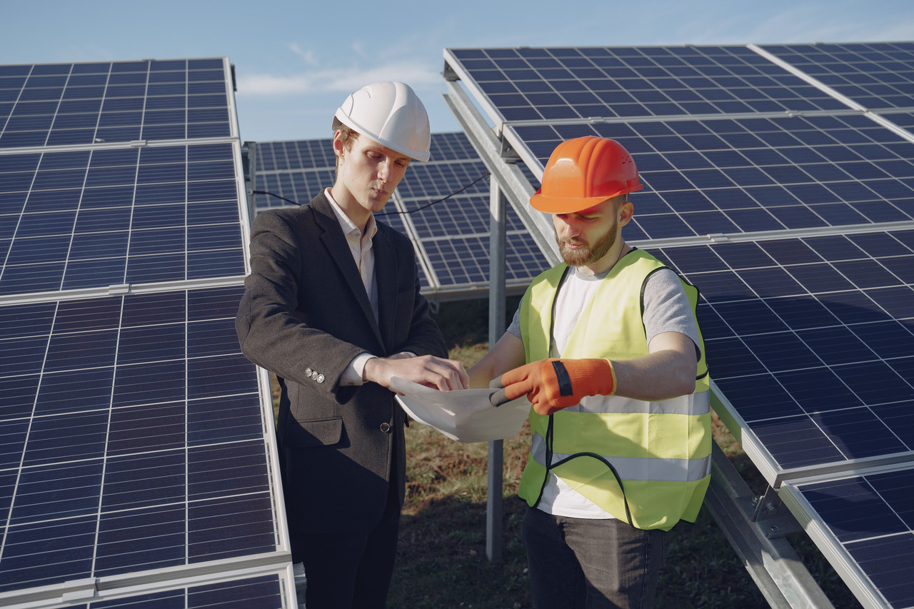 Solar installation team on site